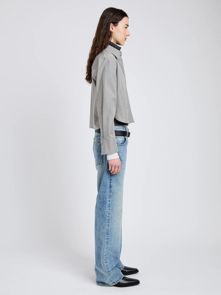 OLIVE STRIPE SHIRT - Parchment/Dark Teal