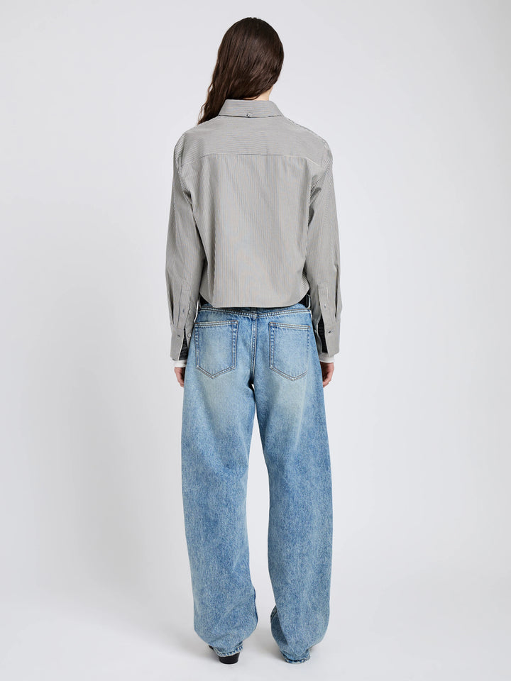 OLIVE STRIPE SHIRT - Parchment/Dark Teal