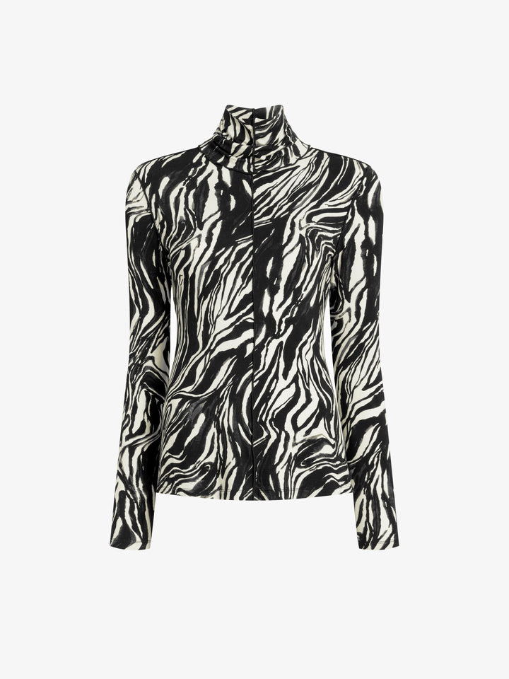 Audrey Top in Marble Jersey - Asphalt Multi
