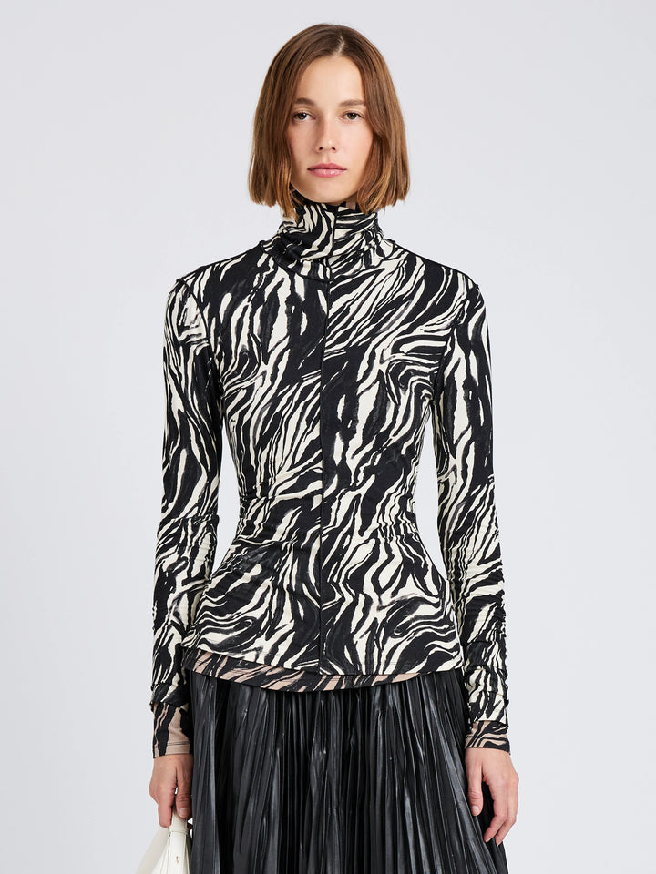 Audrey Top in Marble Jersey - Asphalt Multi