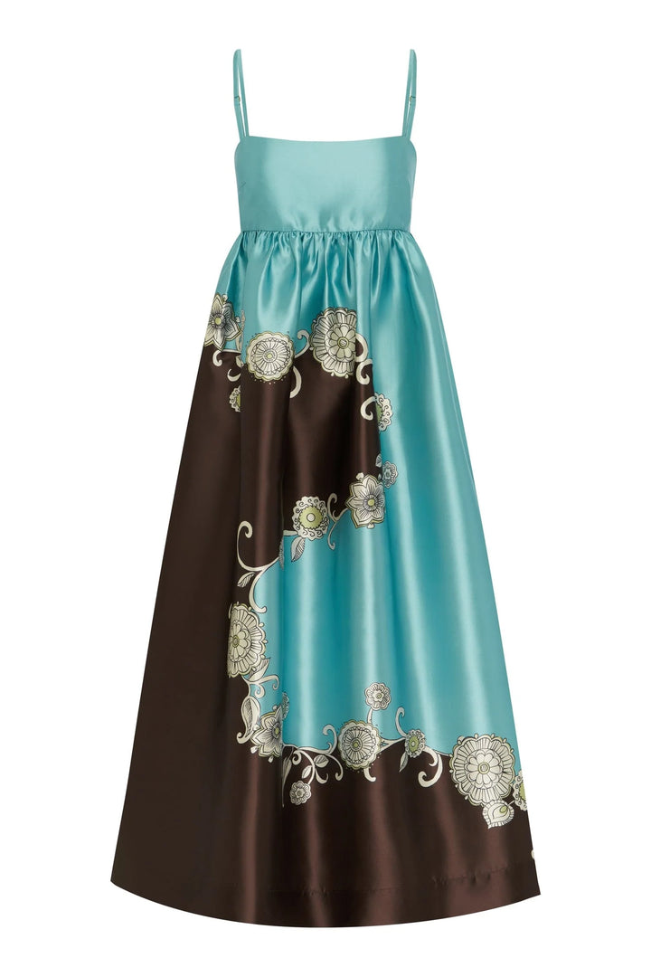 GIA GOWN - Brown/Blue Multi