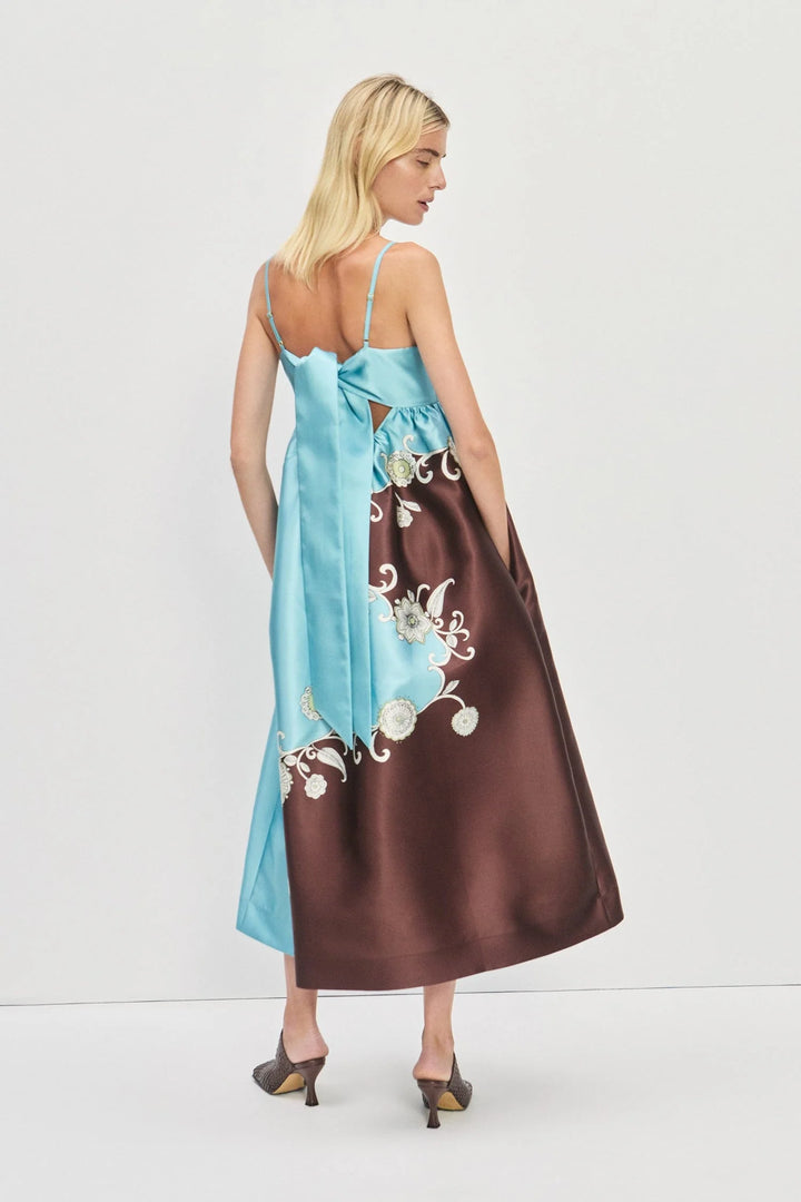 GIA GOWN - Brown/Blue Multi