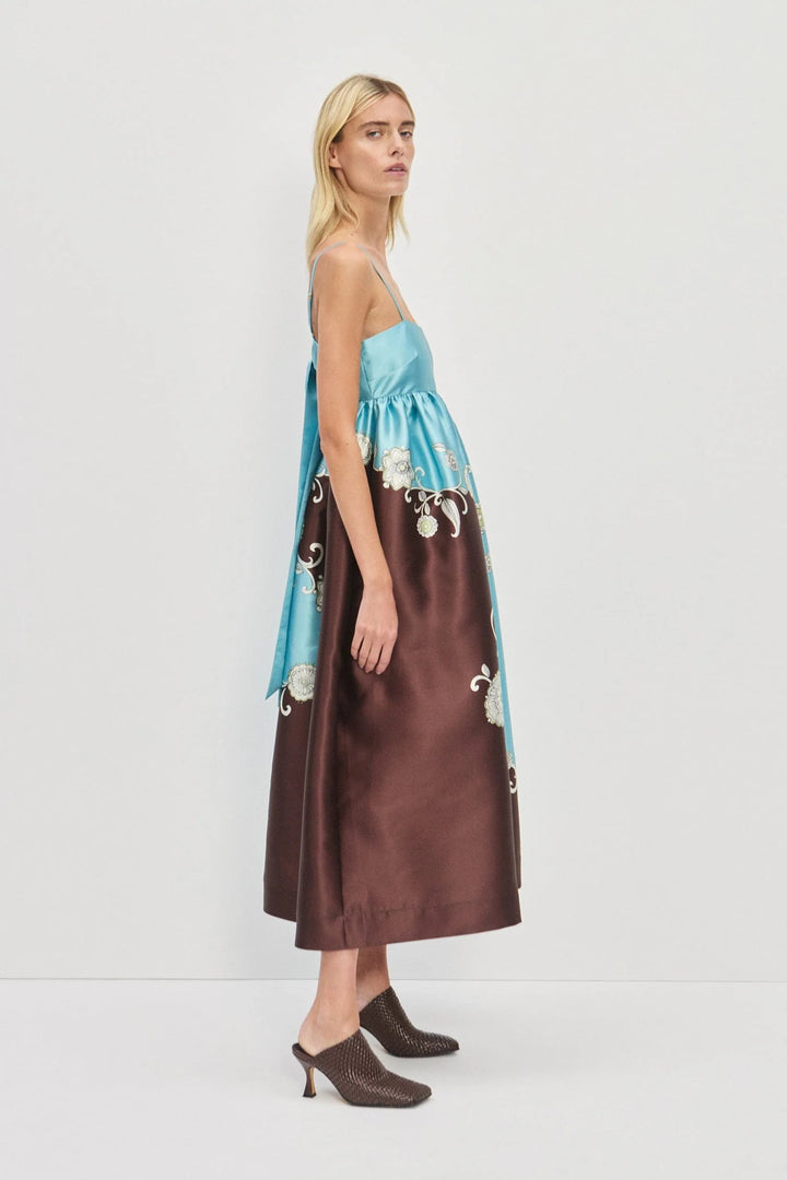 GIA GOWN - Brown/Blue Multi