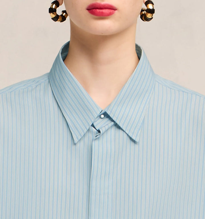 Cropped Shirt - Cashmere Blue/Chalk