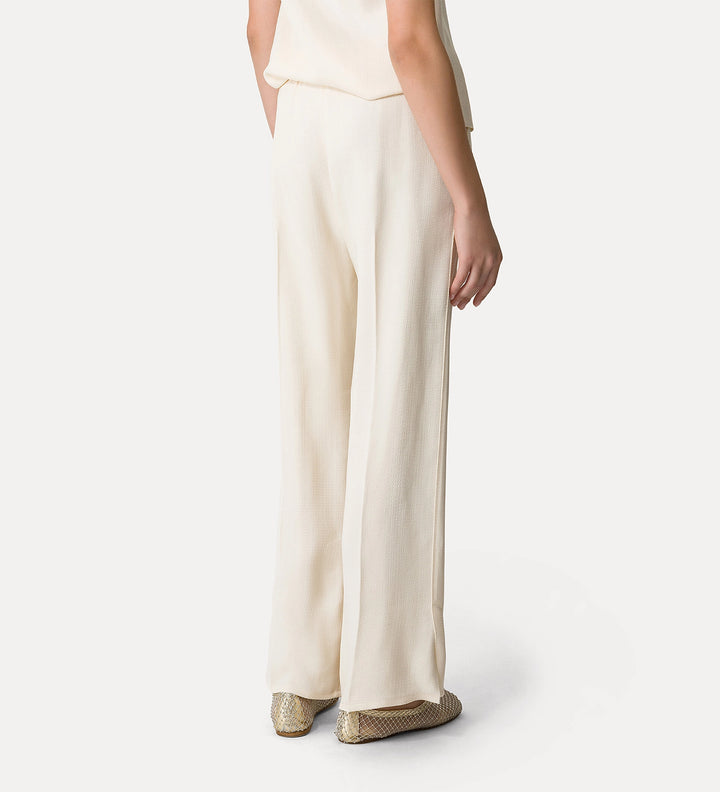 Flared Trousers in Slub Viscose - Orchidea