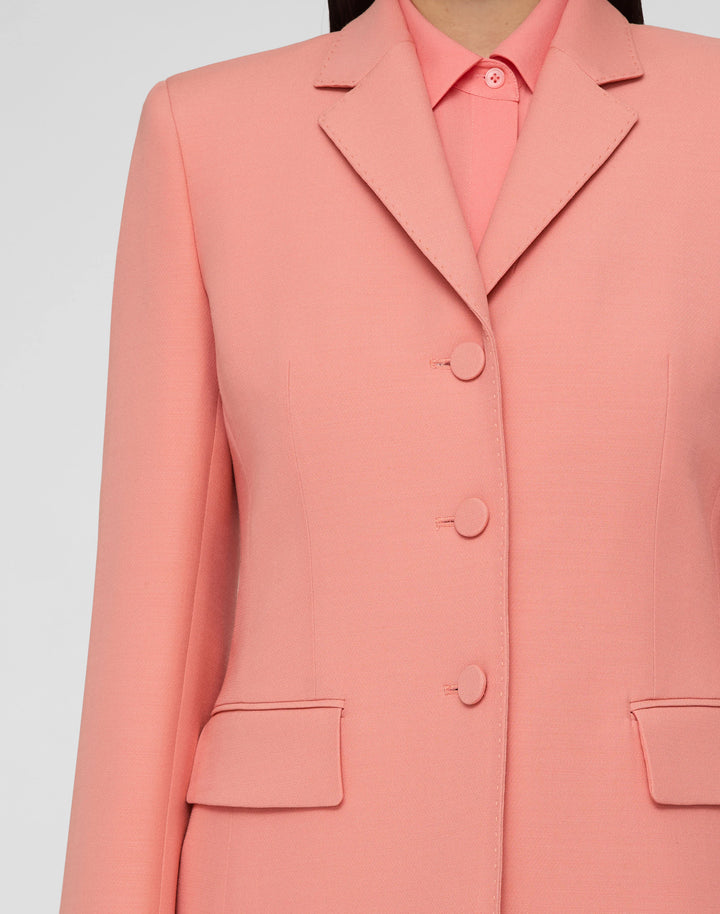 Wool-Silk Crepe Three-Button Academy Blazer - Altrosa Pink
