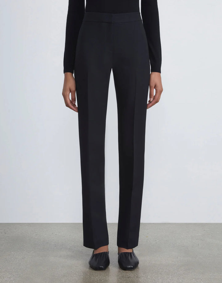 Wool-Silk Crepe Barrow Pant - Black