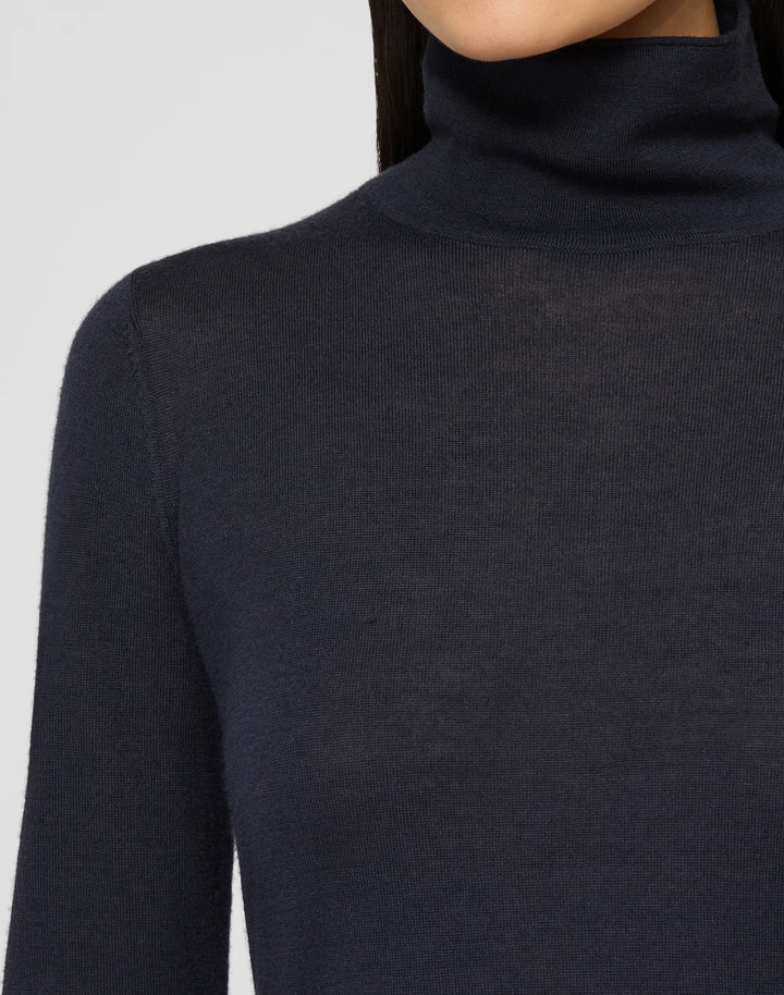 Fine Gauge Cashmere Stand Collar Sweater - Ink