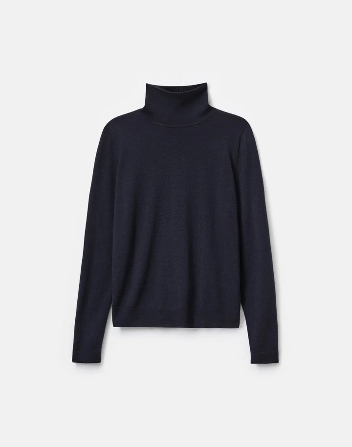Fine Gauge Cashmere Stand Collar Sweater - Ink