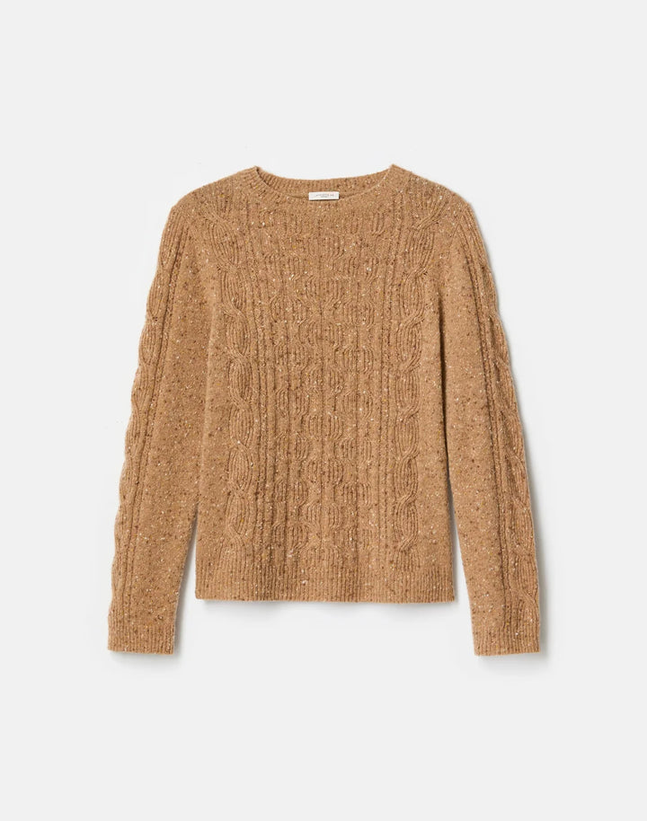Cashmere Donegal Cable Knit Crewneck Sweater - Cammello Multi