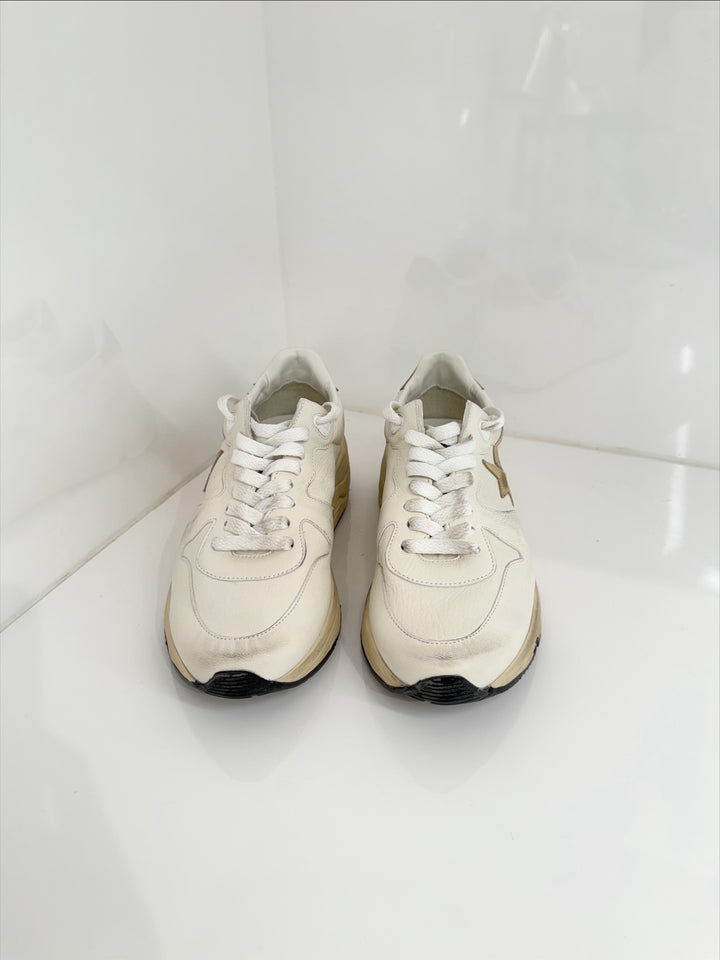 RUNNING SOLE SNEAKER - White/Gold/Beige