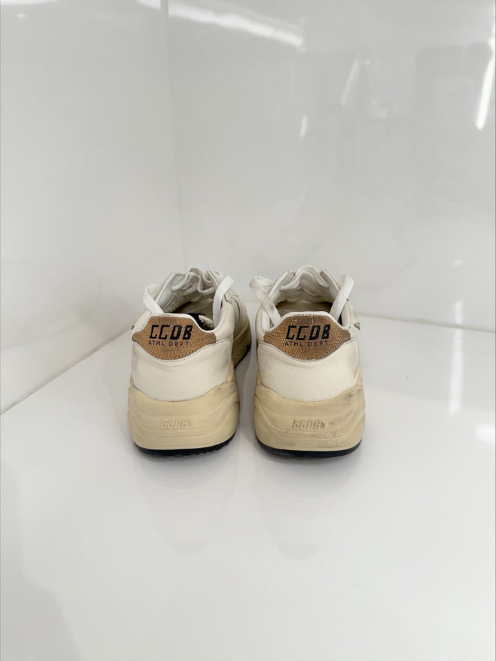 RUNNING SOLE SNEAKER - White/Gold/Beige