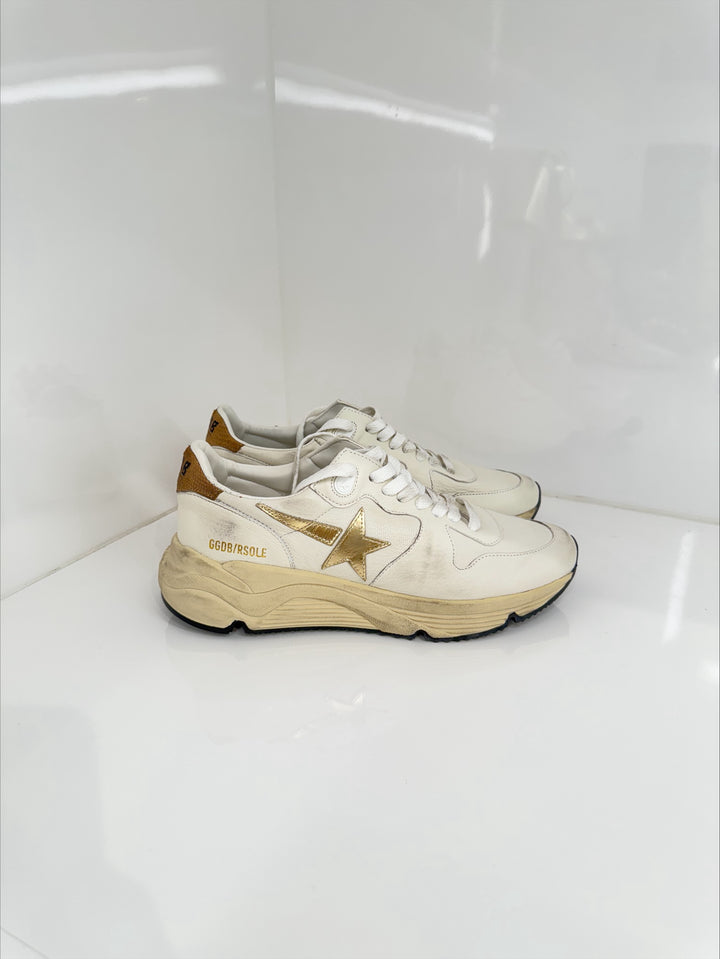 RUNNING SOLE SNEAKER - White/Gold/Beige