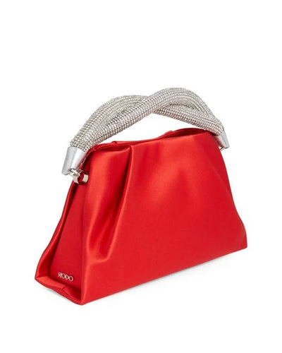Berenice Silk-Satin Clutch Bag - Red