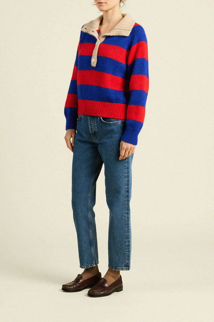 Juneau Sweater - Red/Blue Stripe