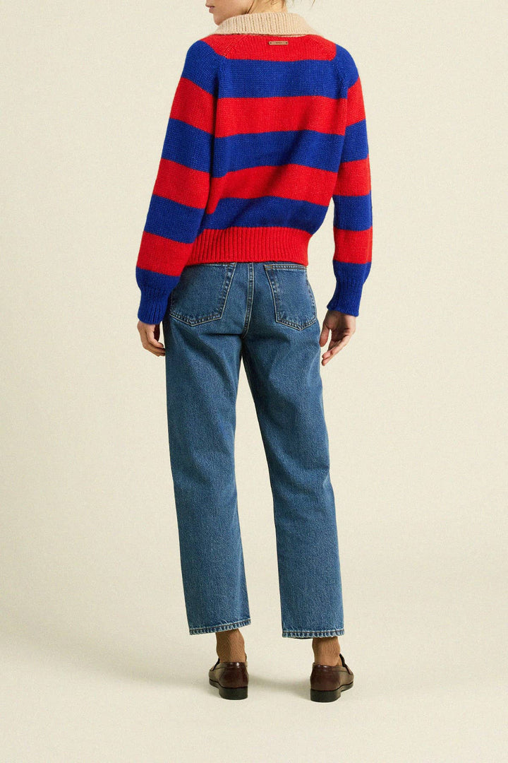 Juneau Sweater - Red/Blue Stripe