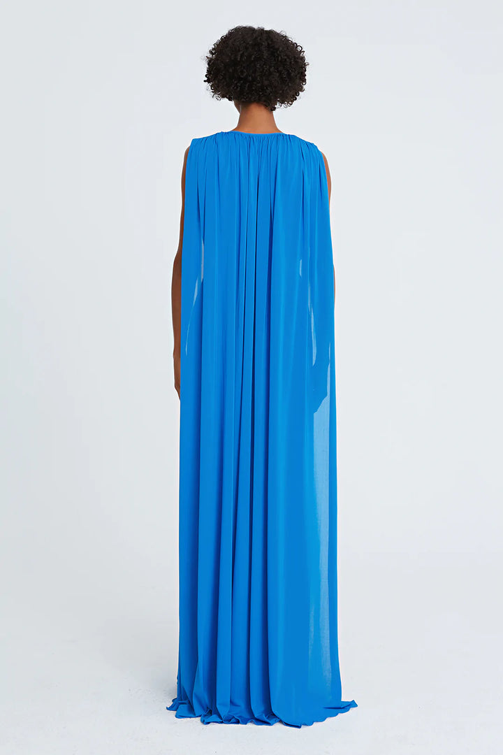 ASHLEY JERSEY V-NECK GOWN - Azure