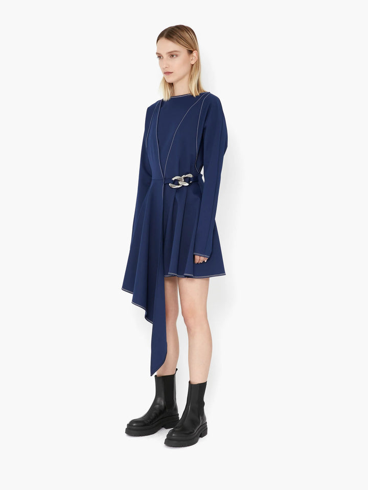 SHORT ASYMMETRIC CHAIN LINK DRESS - Oxford Blue