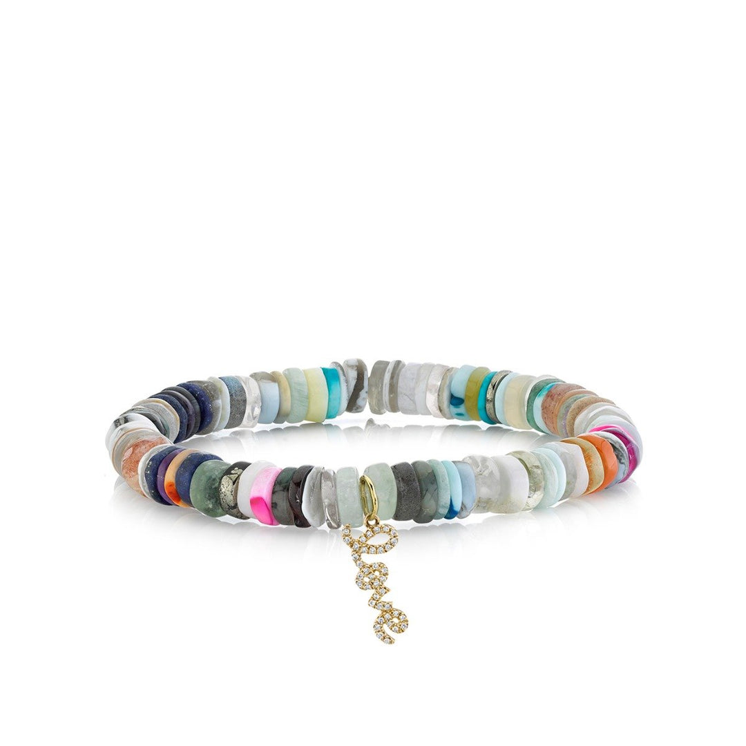 Small Love Script on Rainbow Heishi