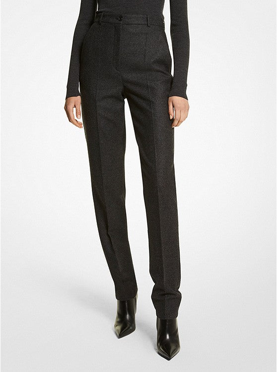 Samantha Stretch Flannel High-Waisted Pants - Charcoal