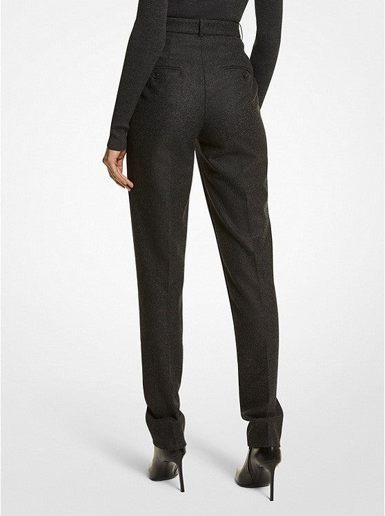 Samantha Stretch Flannel High-Waisted Pants - Charcoal