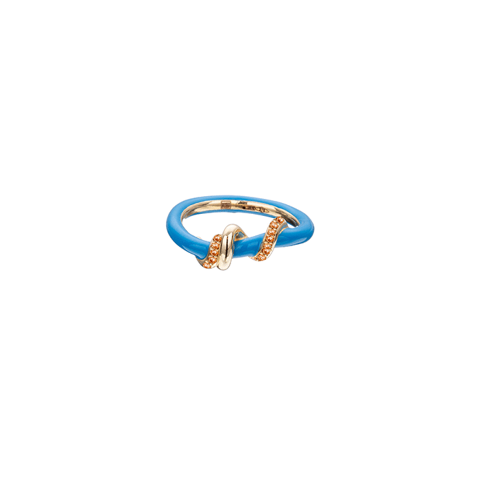 Pave Baby Vine Stacking Ring - Turquoise/Orange Sapphire