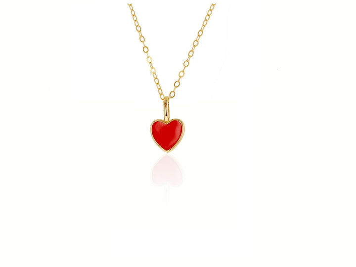 14K Mini Red Heart Charm - Yellow Gold