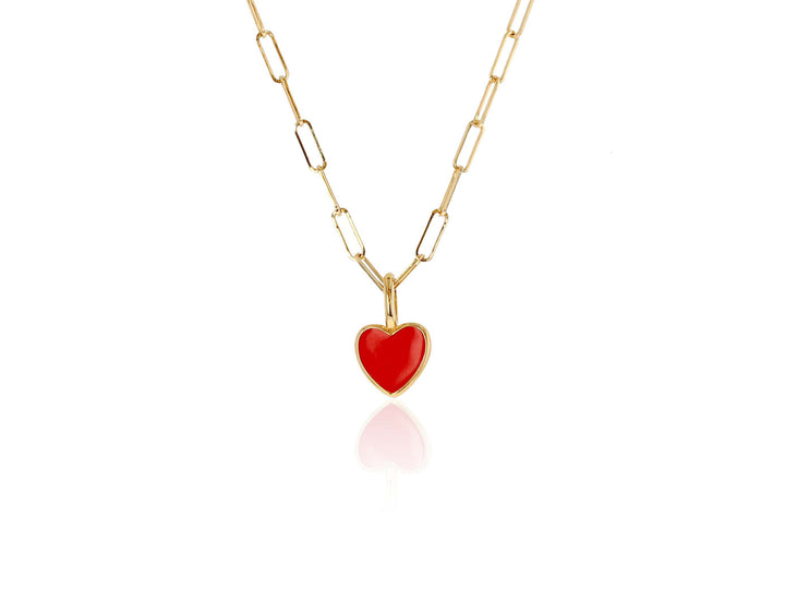 14K Mini Red Heart Charm - Yellow Gold