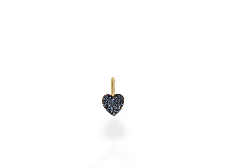 14K Mini Sapphire Pave Heart Charm - Yellow Gold