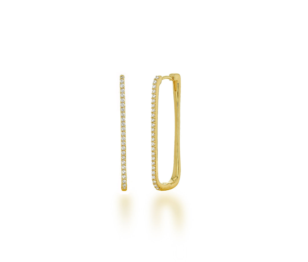 Large Diamond Square Hoop - Yellow Gold