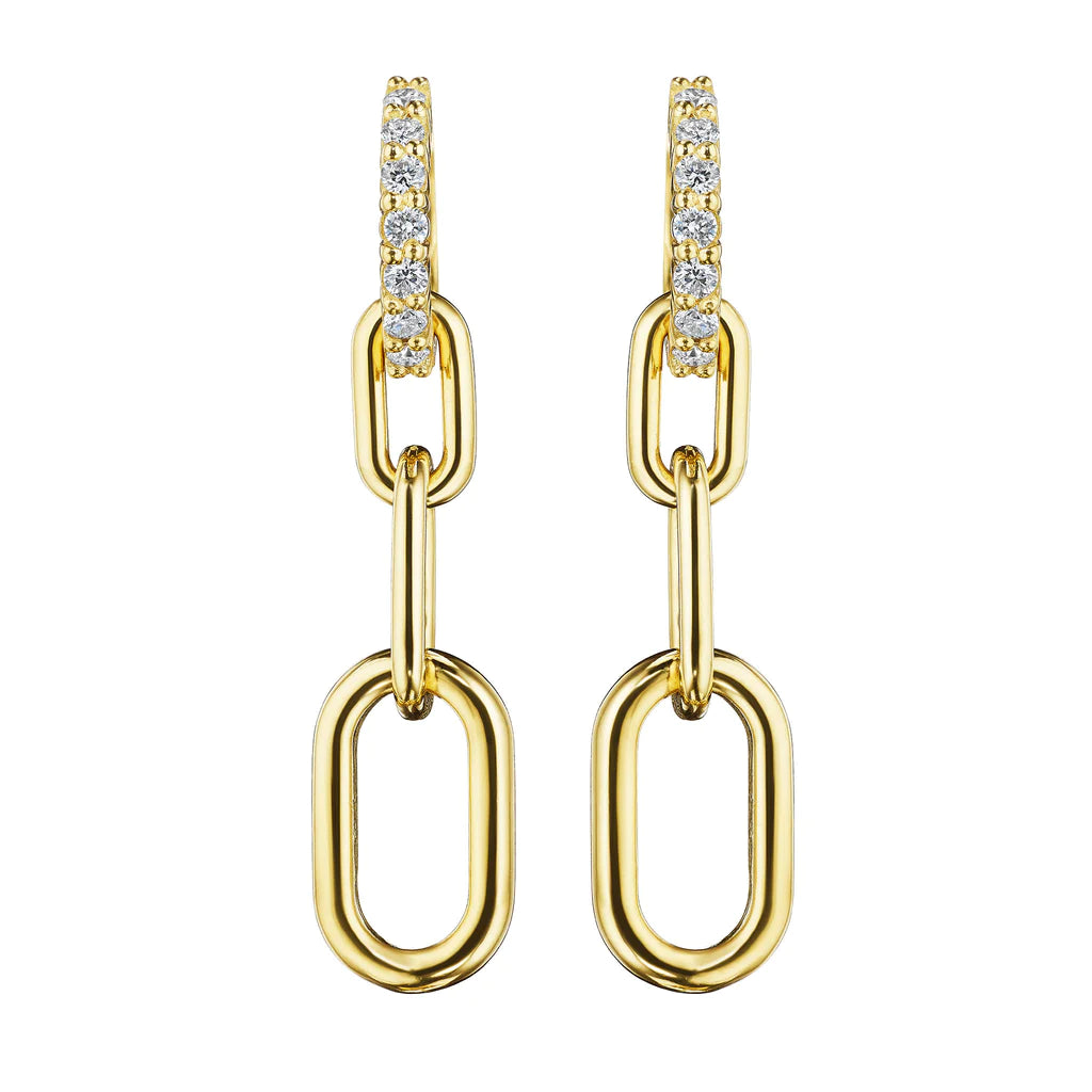 18K Link Earrings - Yellow Gold