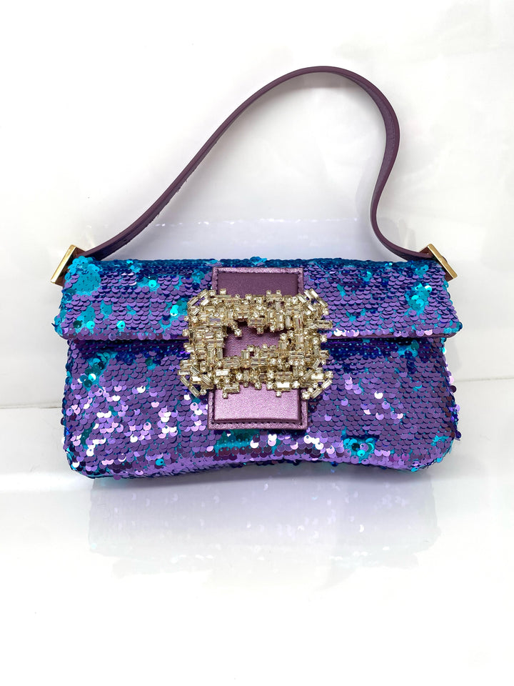 HABIBI PAILLETTES BAg - blue sequins