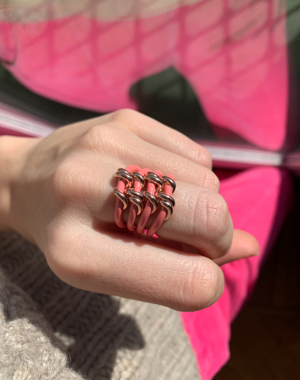 Baby Vine Wrapped Ring - Coral Pink