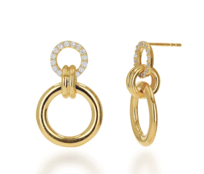 Diamond Triple Link Drop Earrings