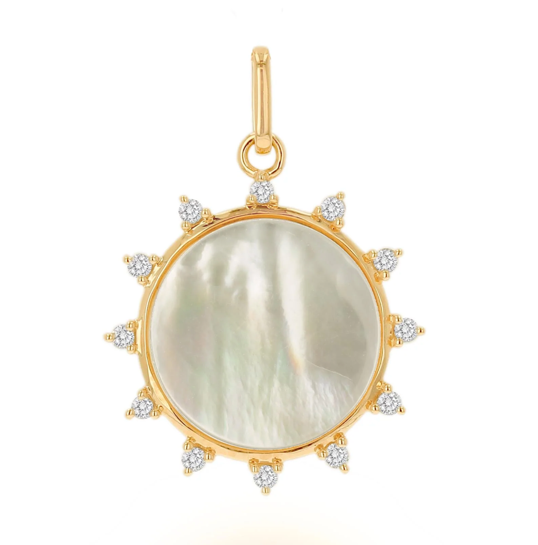 Diamond and White Mother of Pearl Sun Charm