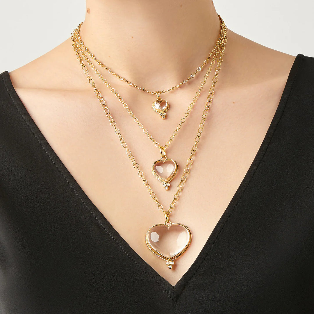 18K ROCK CRYSTAL HEART PENDANT