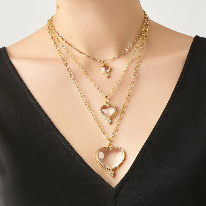 18K ROCK CRYSTAL HEART PENDANT