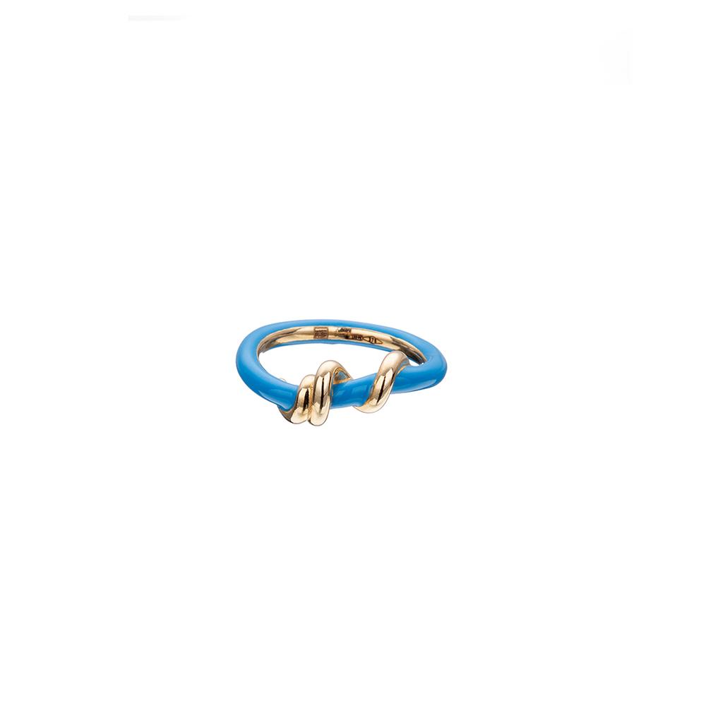 Baby Vine Ring Wrapped in Yellow Gold - Blue