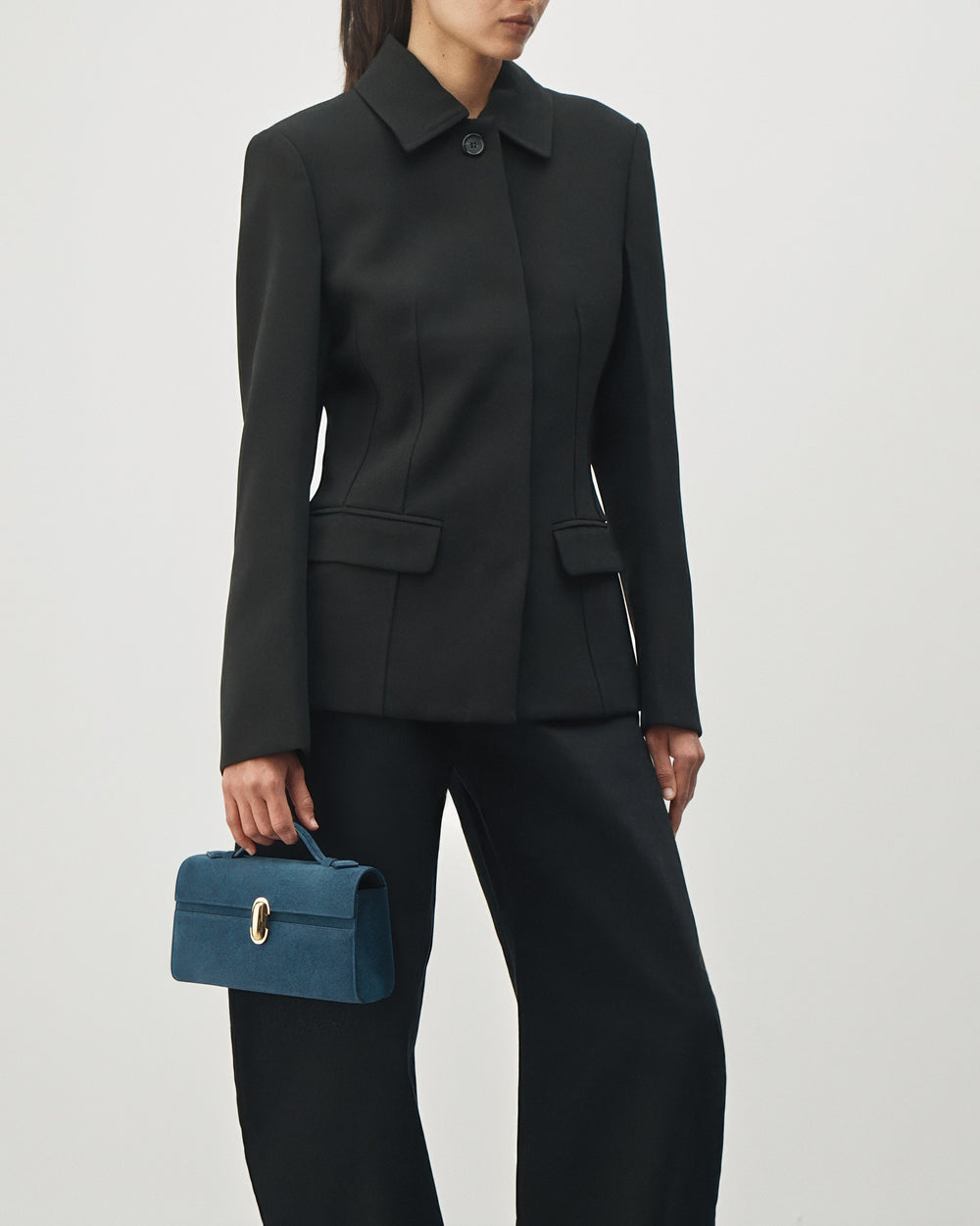 Symmetry Pochette in Suede - Baltic Blue