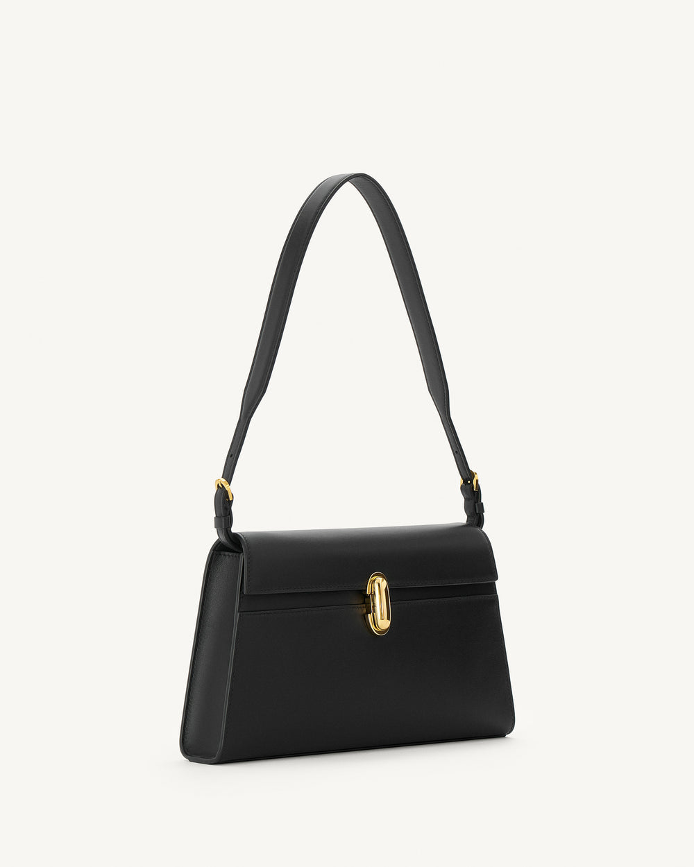 SYMMETRY SHOULDER BAG - Black Smooth Leather