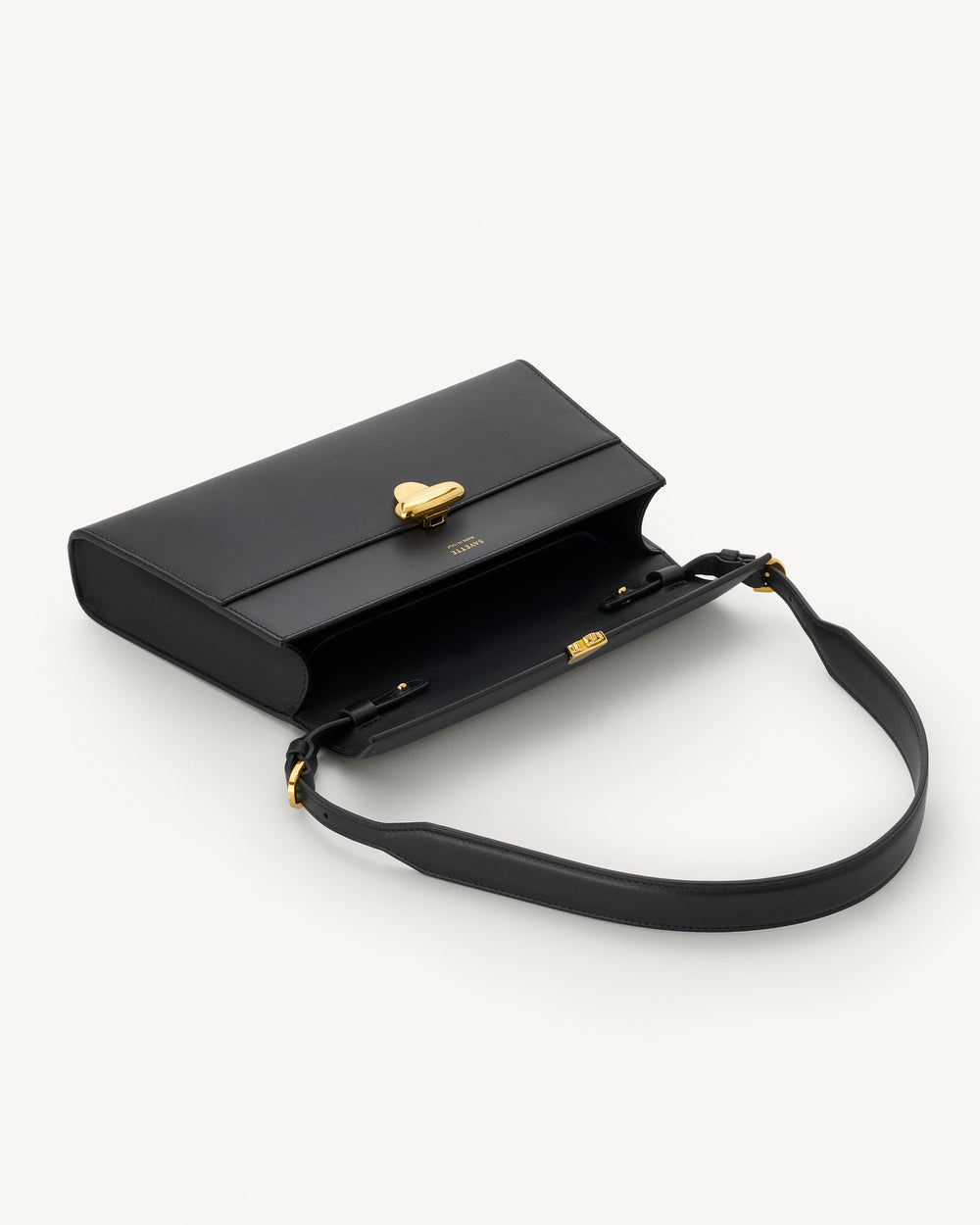 SYMMETRY SHOULDER BAG - Black Smooth Leather