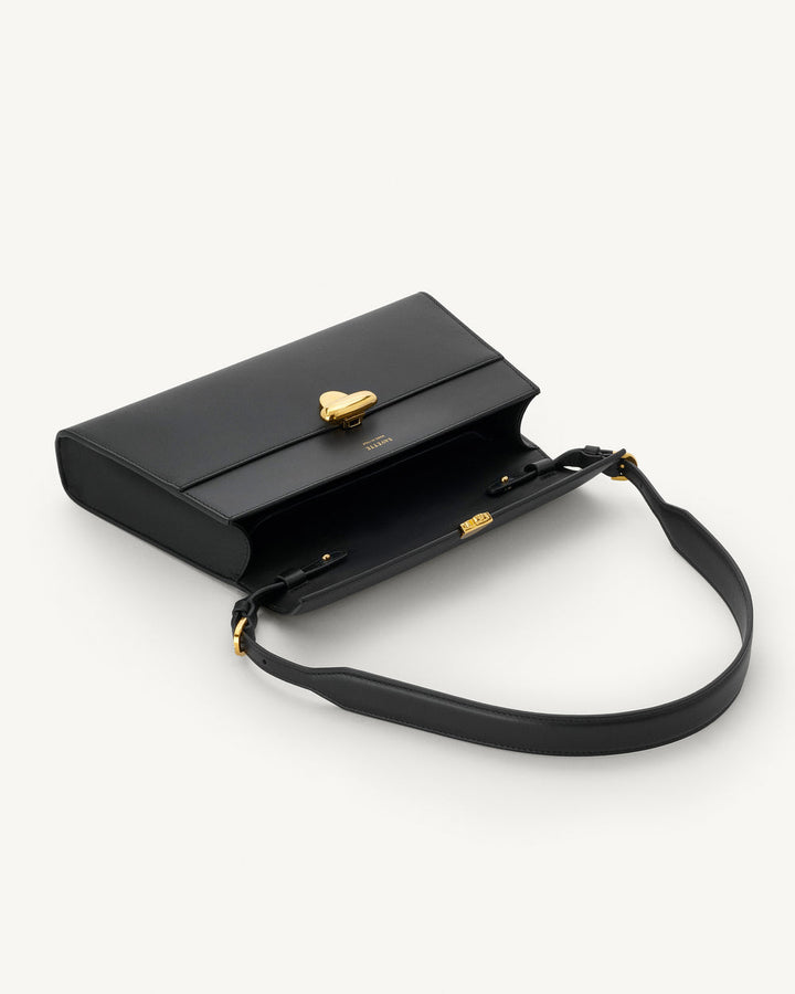 SYMMETRY SHOULDER BAG - Black Smooth Leather
