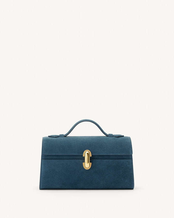 Symmetry Pochette in Suede - Baltic Blue
