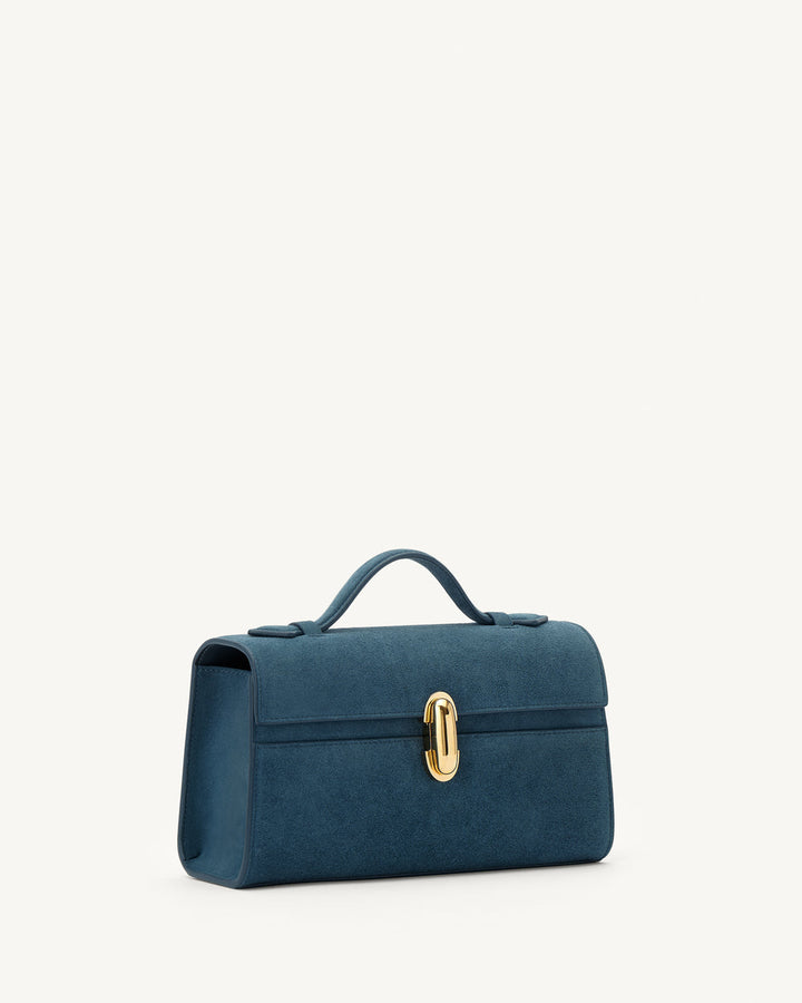 Symmetry Pochette in Suede - Baltic Blue