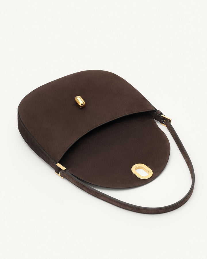 Small Tondo Hobo in Suede - Dark Brown