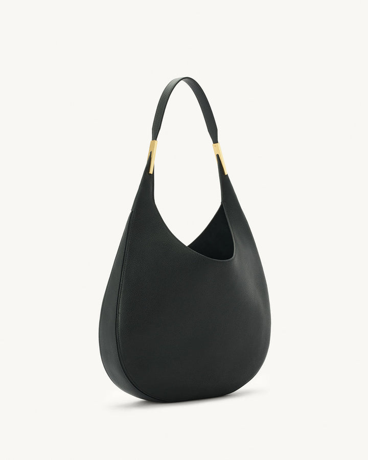 The Florence Hobo - Black Grained Leather