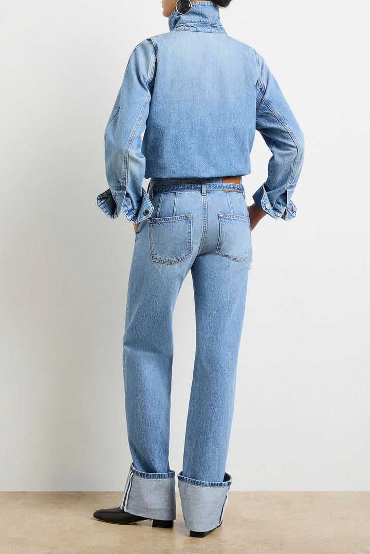 The Belted Alexa Cuffed Denim - Vintage Wash
