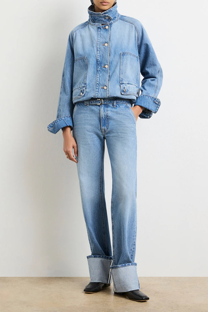 The Belted Alexa Cuffed Denim - Vintage Wash