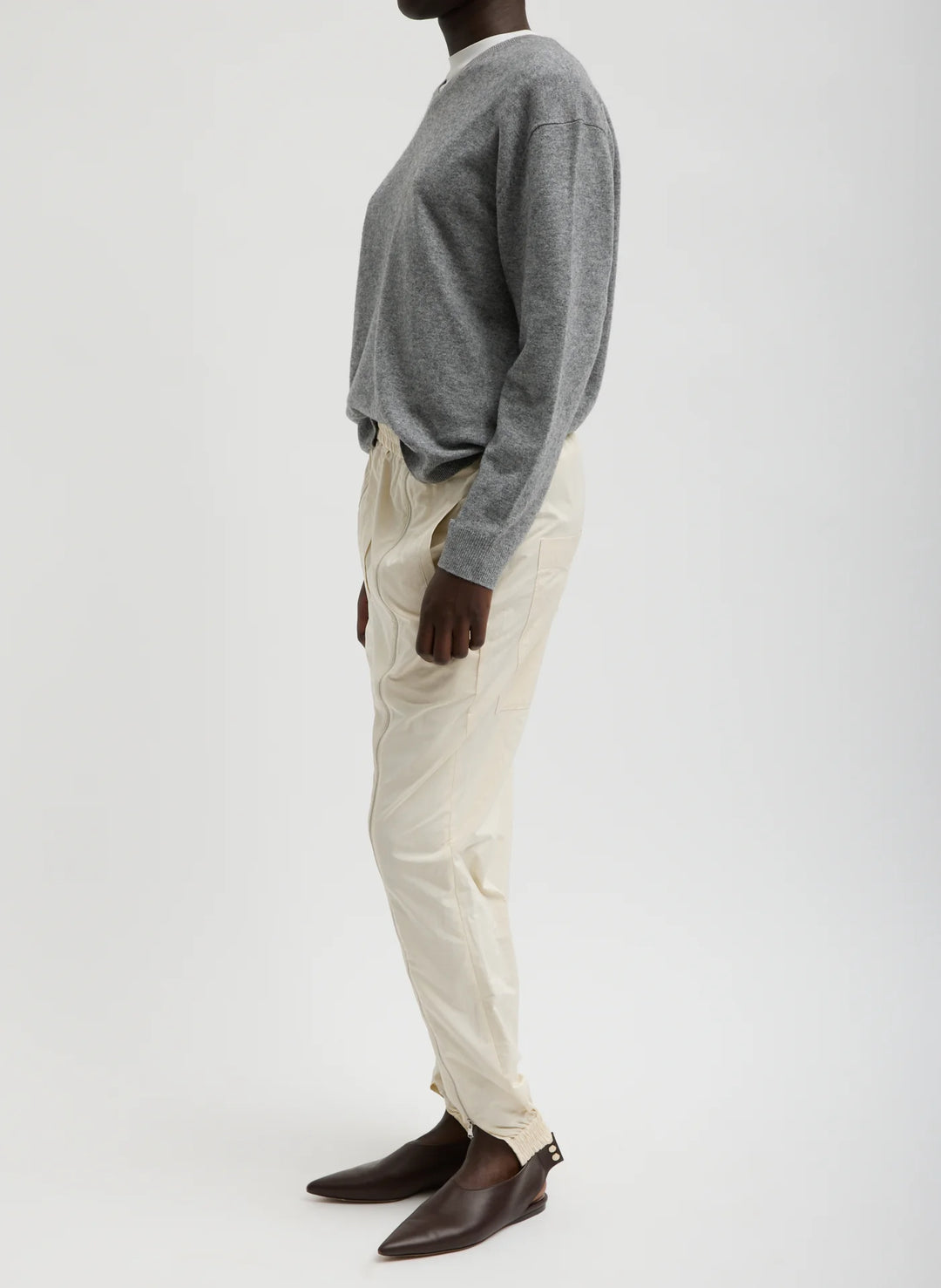 NYLON ZIPPER JOGGER - REGULAR - Ivory