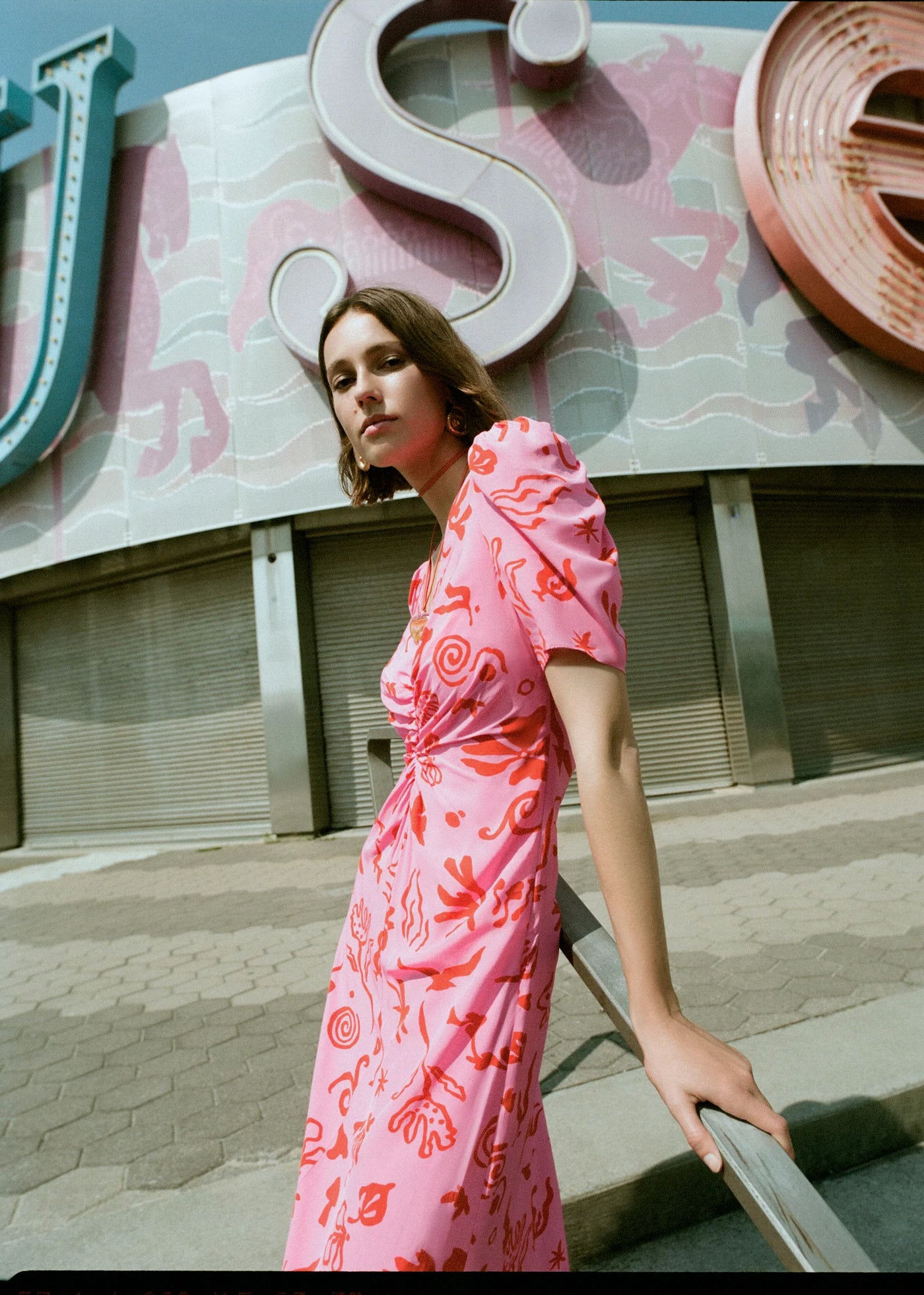 Maci Dress - Pink Botantical Abstract